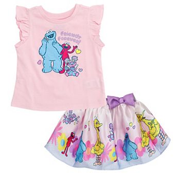Sesame Street 2 pc T-Shirt and Satin Skirt Set