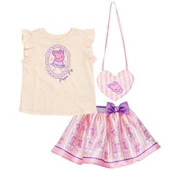 Peppa Pig T-Shirt and Satin Skirt Set with Bag