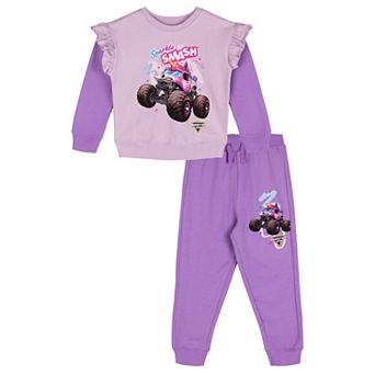 Monster Jam Sparkle Smash 2 pc Fleece Sweatshirt and Pants Set