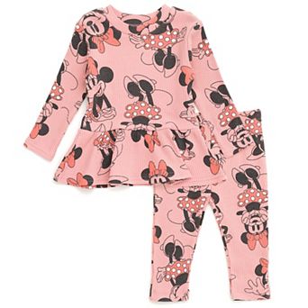 Disney's Minnie Mouse Ribbed Long Sleeve Tee and Pants Set