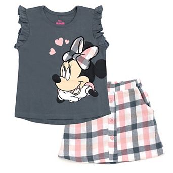 Disney's Minnie Mouse 2 pc T-Shirt and Plaid Skirt Set