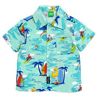 Sesame Street Hawaiian Short Sleeve Button-Down Shirt