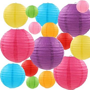 16 pc Colorful Paper Lanterns- Paper Hanging Decorations Ball Lanterns Lamps for Home Decor,Parties
