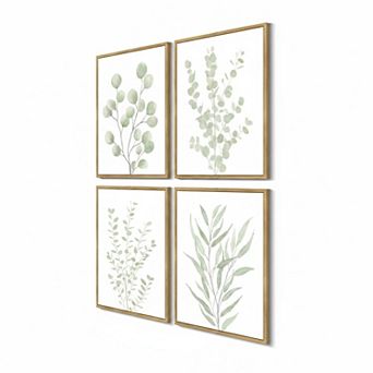 Botanical Framed Wall Art Set Boho Eucalyptus Leaf Prints Ready to Hang for Home Decor