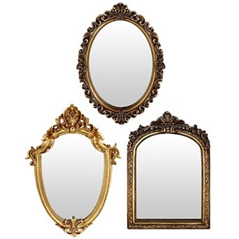 5 pc Vintage Ornate Gold Mirror Set Wall Tabletop Home Decor