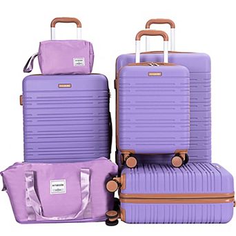 Pnronnc 6 pc ABS Hardshell Luggage Set with TSA Lock Spinner Wheels Duffel and Toiletry Bag
