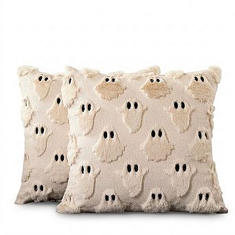 Halloween Ghost Throw Pillow Covers Set of 2, 18x18 Inch