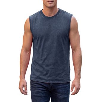 Men's Washed Graphic Tank Top Crew Neck Sleeveless Muscle Gym