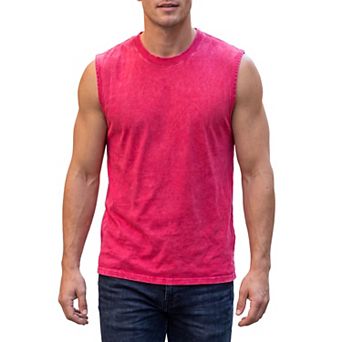 Men's Washed Graphic Tank Top Crew Neck Sleeveless Muscle Gym