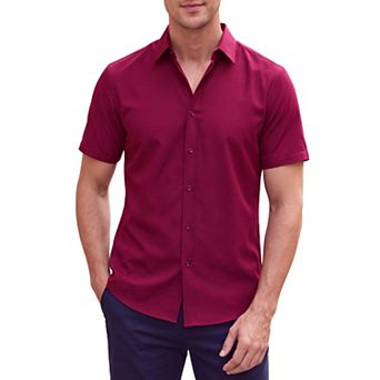 Men's Business Dress Shirt Short Sleeve Wrinkle Free
