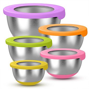 Nesting Stainless Steel Mixing Bowls With Airtight Lids