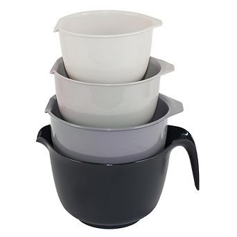 Set of 4 Nesting Plastic Mixing Bowls with Pour Spout Handle