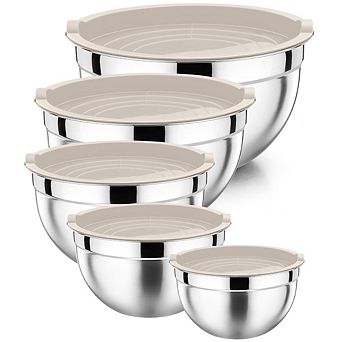 Stainless Steel Nesting Mixing Bowls With Airtight Lids