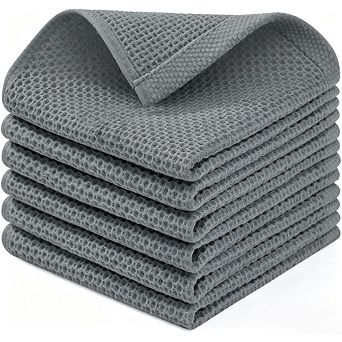 6 Pack Quick Dry Soft Kitchen Towels 12x12 Inch