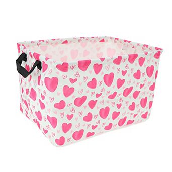 Heart Print Storage Basket with Handles 14.9"x10.2"x8.6" 1 pc