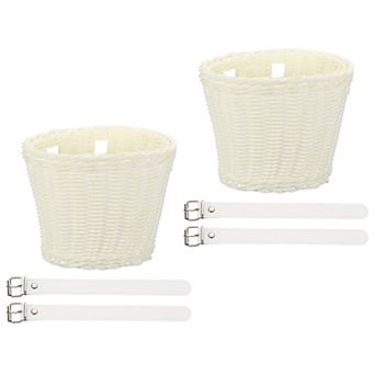 2 Pack Bike Basket Front, Hand-Woven Bicycle Basket with Adjustable PU Belts