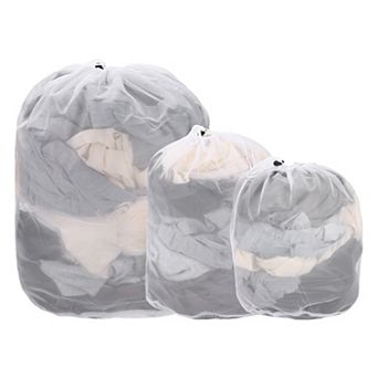 19.7/23.6/31.5 x 15.7/19.7/23.6 Inch 3 pc Mesh Laundry Bag, Large Drawstring, White