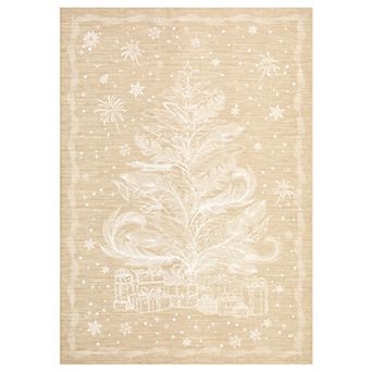 Christmas Area Rug Xmas Tree Snowflake Waterproof Mat Non‑Slip Holiday Decor Rug for Living Room