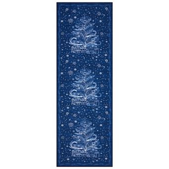 Christmas Area Rug Xmas Tree Snowflake Waterproof Mat Non‑Slip Holiday Decor Rug for Living Room