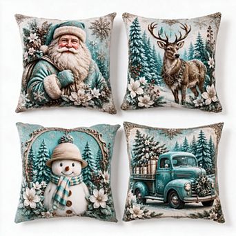 Velvet Christmas Throw Pillow Covers 18x18 Set of 4 Soft Decorative Cases