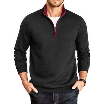 Men's Stand-Up Collar Long-Sleeve Zipper Pullover Sweatshirt Loose Fit