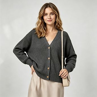 Women V Neck Cardigan Sweaters Fall Fashion Button Up Long Sleeve Sweater