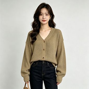 Women V Neck Cardigan Sweaters Fall Fashion Button Up Long Sleeve Sweater