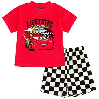 Disney's Cars Lightning McQueen 2 pc Terry T-Shirt and Shorts Set