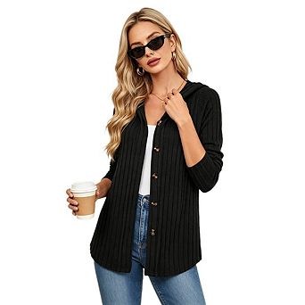 Women Cardigan Sweaters Button Essentials Hoodies Long Sleeve Tops Business Casual Outfits Clothes