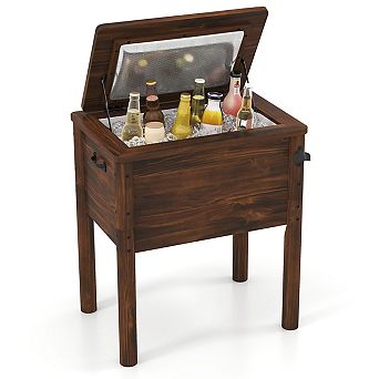 Wooden Patio Outdoor Cooler with 54-qt Capacity and Bottle Opener