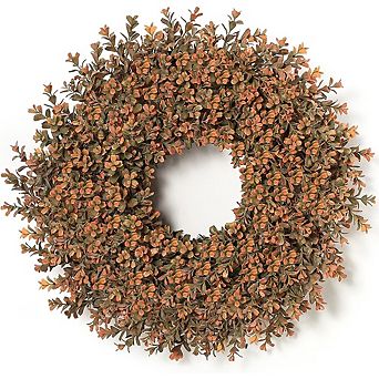 26'' Fall Wreath for Front Door, Artificial Autumn Boxwood Wreath Outdoor