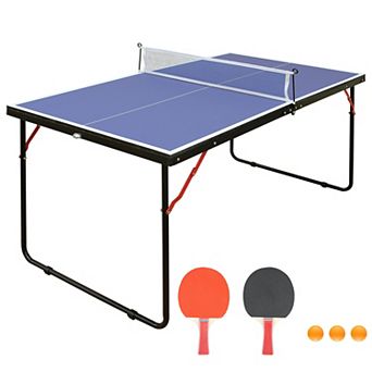 Whisen 4.5ft Folding Table Tennis Table with Net and 2 Rackets Indoor/Outdoor