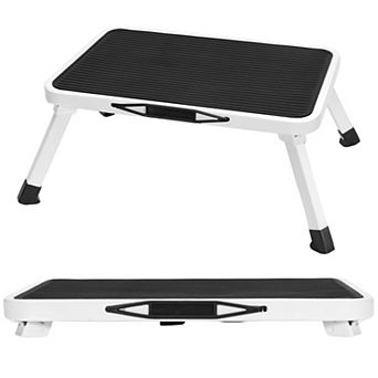 YIORTWO Foldable Step Stool Heavy Duty Metal Folding Stool with Anti Slip Platform and Rubber Feet