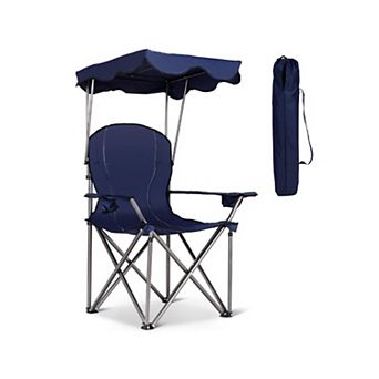 YIORTWO Portable Folding Beach Canopy Chair with Cup Holders for Beach Camping Picnic