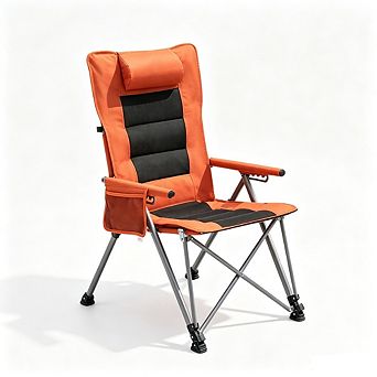 5-Position Adjustable Reclining Camping Chair, Side Pocket & Carry Bag, Heavy Duty