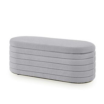 KWPZQEB Modern Oval Storage Ottoman Bench, Teddy End of Bed Bench for Bedroom, Living Room