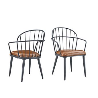 KWPZQEB 2 Pack Retro Industrial Retro Industrial with Upholstered & Armrest, Brown