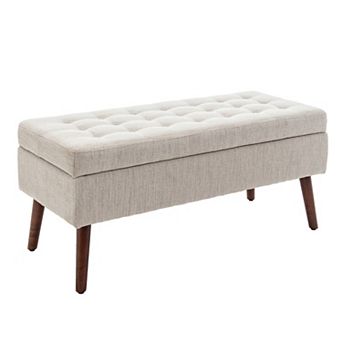 KWPZQEB Upholstered Storage Ottoman, End of Bed Bench, White