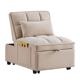 KWPZQEB 4 in Multi-Function Single Sofa Bed with Storage Pockets & ith Adjustable Backrest