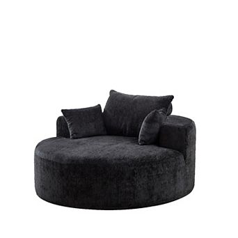 KWPZQEB Round Single Sofa, Floor Lazy Sofa with 2 Pillows for Living Room