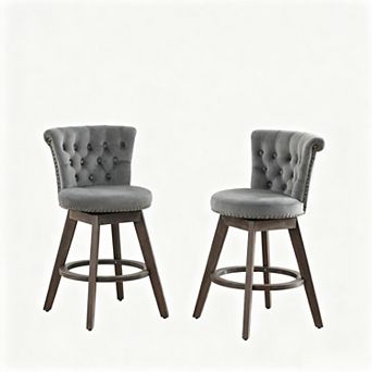KWPZQEB 360° Swivel Counter Height Tufted Button Bar Stools with Upholstered, Set of 2