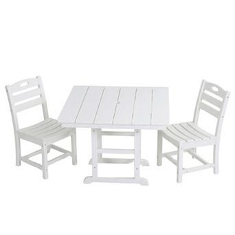 KWPZQEB 3 pc Outdoor Patio Bistro Dining Set, HDPE Square Table & 2 Chairs