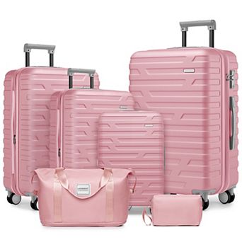 KWPZQEB 6 pc ABS Expandable Suitcases Set Spinner Wheels & TSA Lock