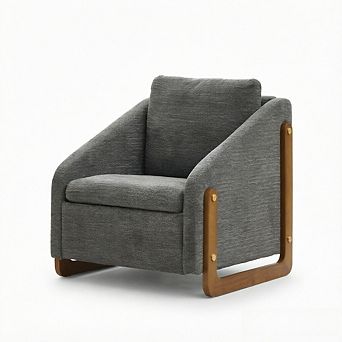 KWPZQEB Classic Chenille Upholstered Armchair, Accent Leisure Chair for Living Room, Bedroom