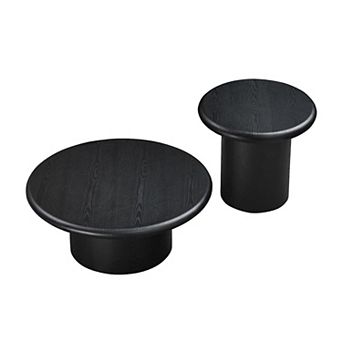 KWPZQEB 2 pc Round Coffee Table, Farmhouse Wooden Sofa Side Table for Living Room