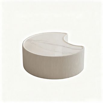 KWPZQEB Crescent-Shaped Coffee Table with Sintered Stone Top for Living Room