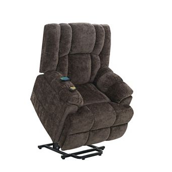 KWPZQEB Chenille Power Motion Lift Recliner w/ Heating&Massage Function, Cup Holders&Charging Ports