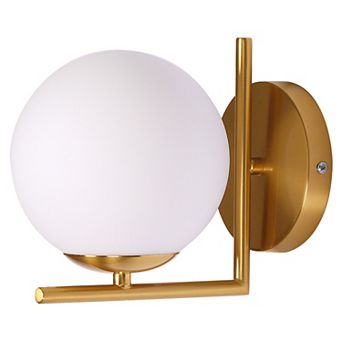 5.5" Gold Modern Wall Sconce with Glass Globe Shade, Lighting Fixture for Bedroom Living Room E26