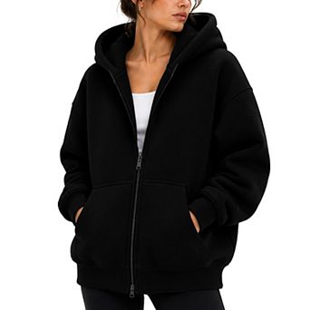 WOVA COUTURE Unisex Oversized Hoodie Heavyweight Fleece Full-Zip Sweatshirt with Kangaroo Pockets