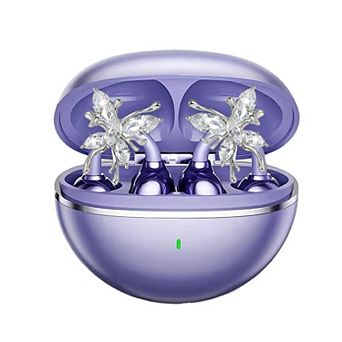 Jewelry-Style Clip-On Earphones With Detachable Sparkly Butterfly Earrings,For Sports And Fitness